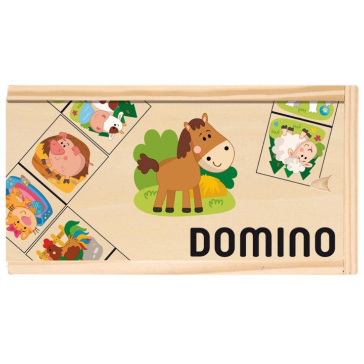 Domino, Animalele de companie, Lemn, 28 piese, 2 ani+