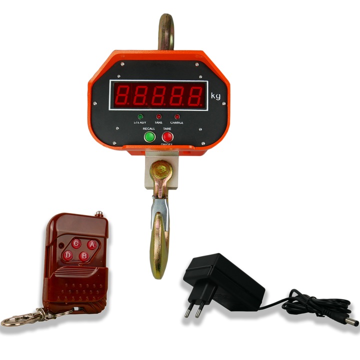 Cantar industrial cu carlig 3t, durabil cu telecomanda, digital, pana la cinci numere cu lumina de fundal rosie, pauza ecran, cantar tara, conversie unitati, rezistent, cantarind marfuri grele, precise pana la 1 kg, HDWR wagPRO H3000