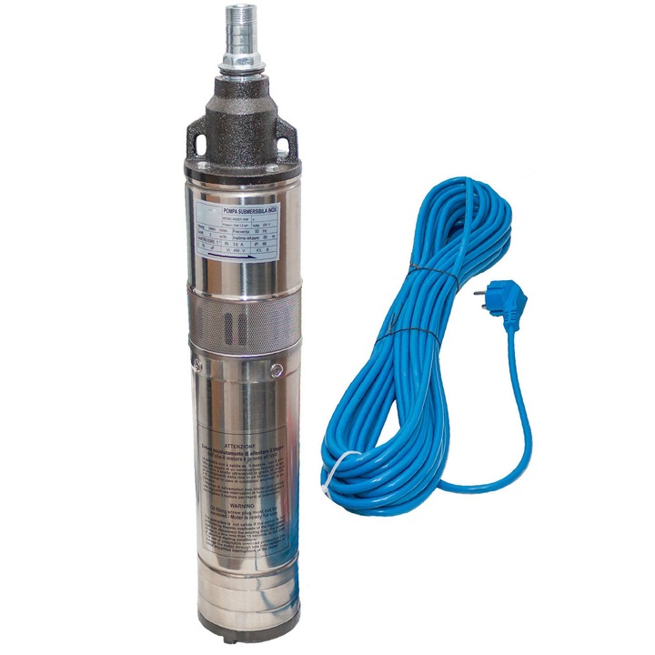 Водна помпа Totokita®, Потопяема, Неръждаема стомана, Кабел 10 м, 1100 w, 80 м, 3 м3/ч, 1 tol
