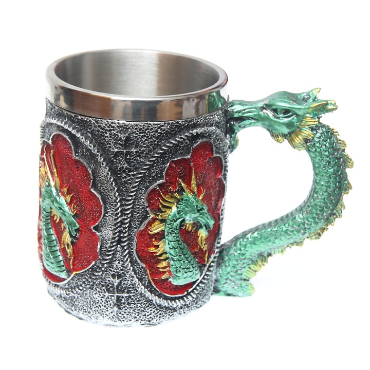 Középkori bögre Green Dragon 11,5cm 400ml díszített 360 fokos Tole 10 Imperial 39375