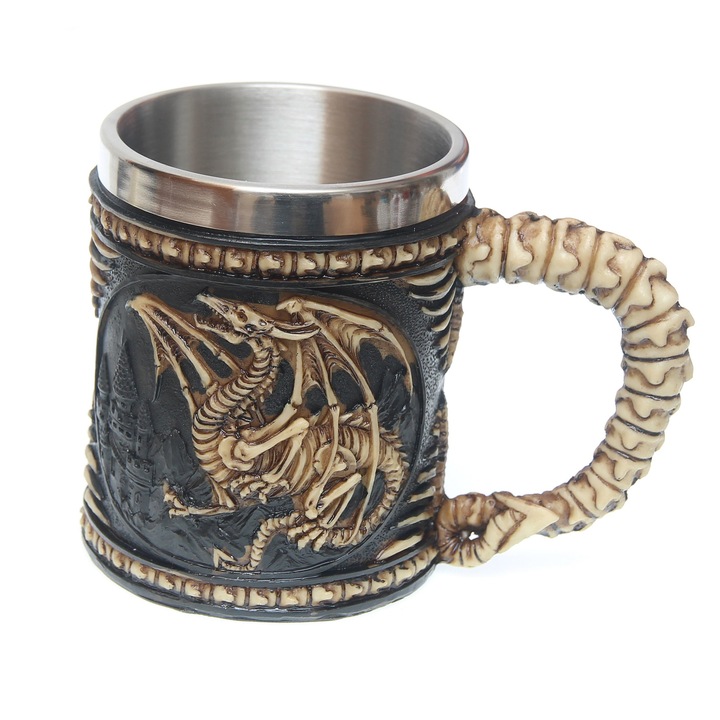 Középkori bögre Dragon Bones 10,5cm 400ml díszített 360 fokos Tole 10 Imperial 39376