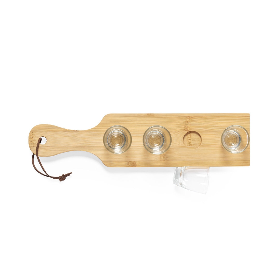 Tava cu pahare Bremen Bamboo Party, bambus, 4 x 60 ml, 33 x 8 cm - eMAG.ro
