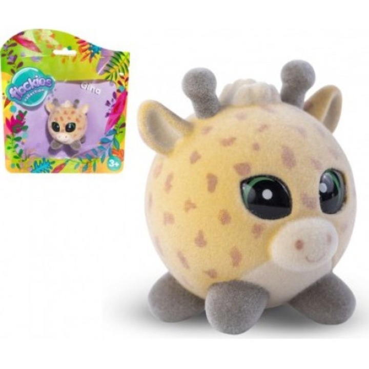 Jucarie de plus Animal Flockies Girafa Gina, Puzzle, 4cm, +3 ani, Multicolor