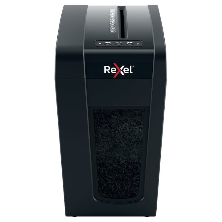Distrugator documente manual REXEL SECURE X10 Slim, P4, cross-cut (confeti), 10 coli, 18l, negru