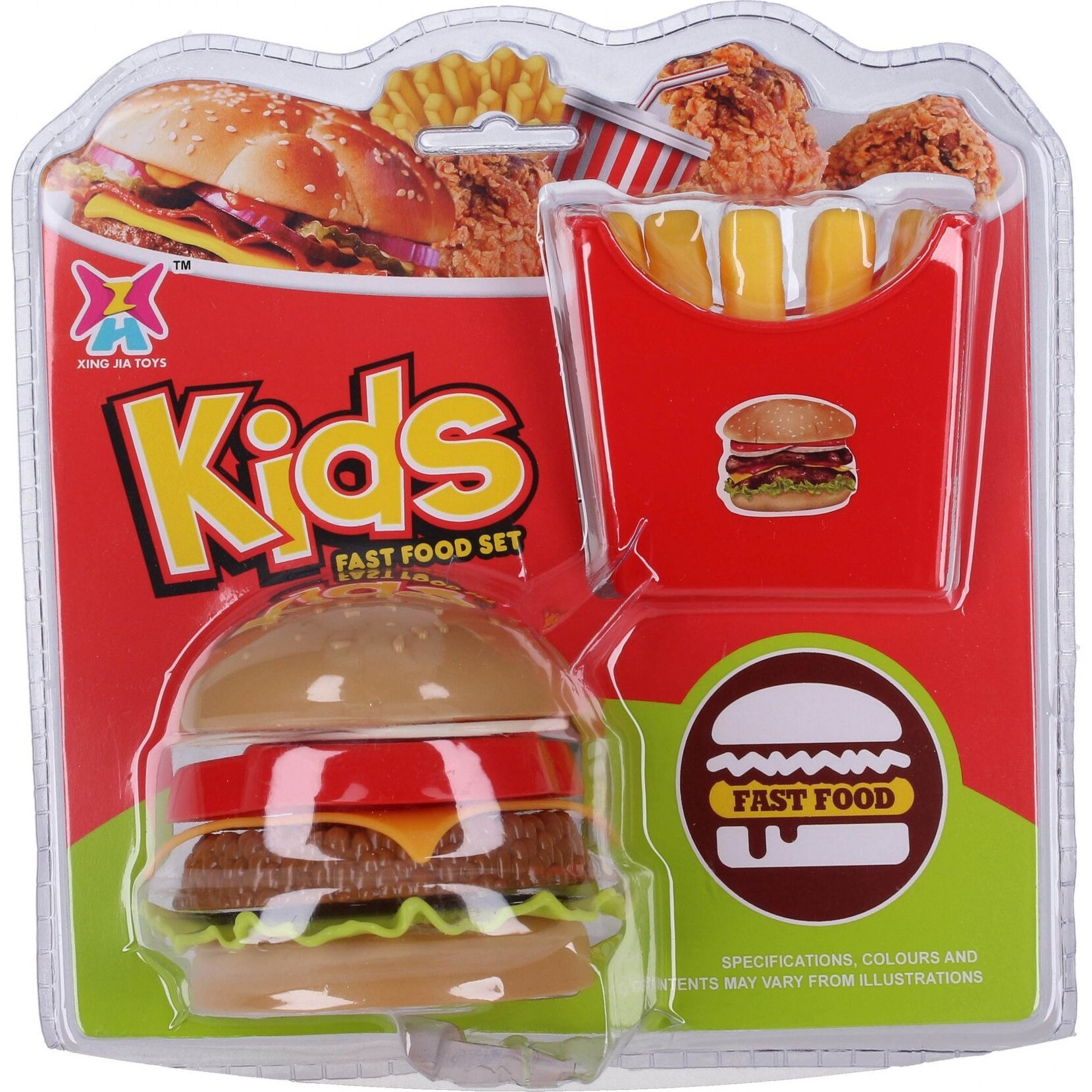 Hamburger de jucarie, Puzzle, Plastic, Cu cartofi prajiti, 3 ani+