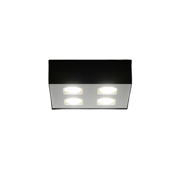 Plafoniera de iluminat, Sollux, Metal, Soclu GU10, Gri/Negru