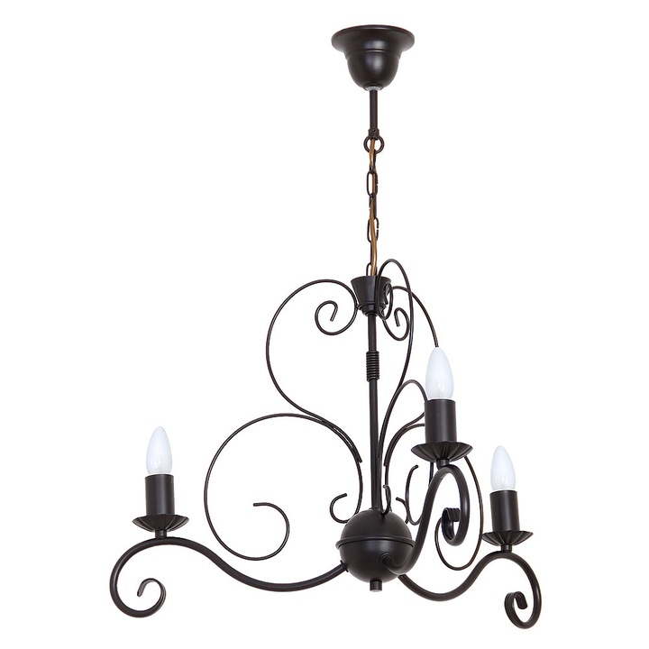 Lustra Mauro, Luminex, Metal, Soclu E14, Alb/Negru