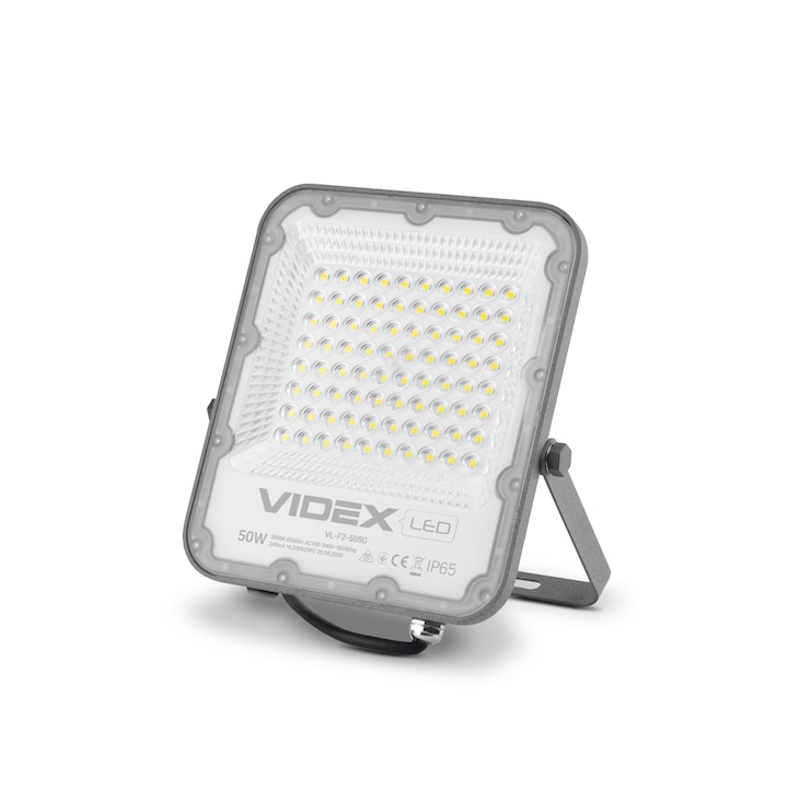 Proiector LED, Videx, Aluminiu, 30 x 207 x 225 mm, 50 W, Alb/Argintiu