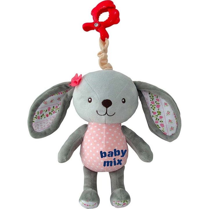 Jucarie de plus patut Baby Mix, Puzzle, Model- Iepure, Gri