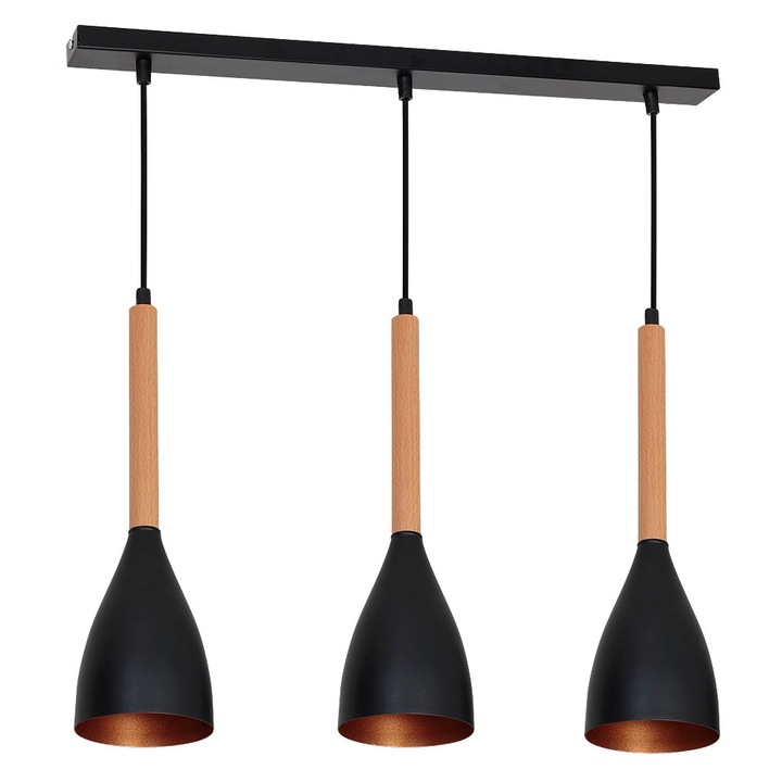 Lustra Bjorn, Luminex, Metal, Soclu E27, Bej/Negru