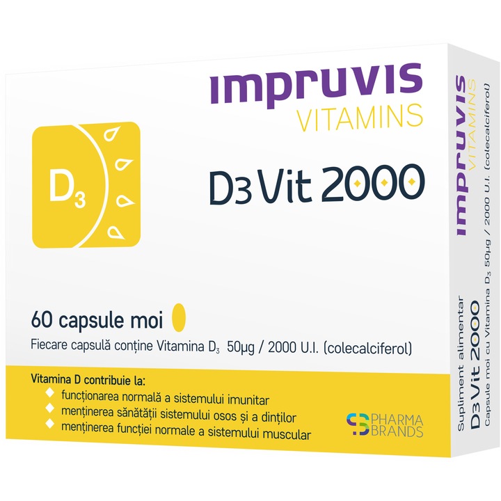 Impruvis Vitamins D3Vit 2000, 60 capsule moi