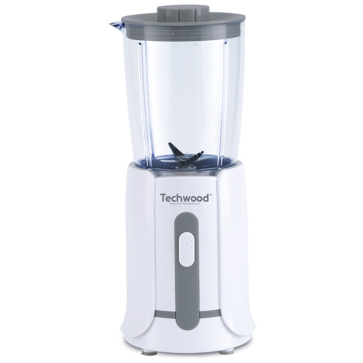 Mini blender Techwood TBL-201, 300W, 0,5 L, Lame de otel, Alb