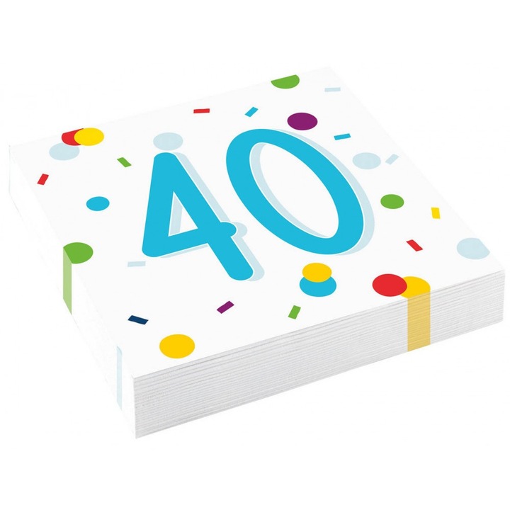 Happy Birthday 40 szalvéta fehér 20 db-os