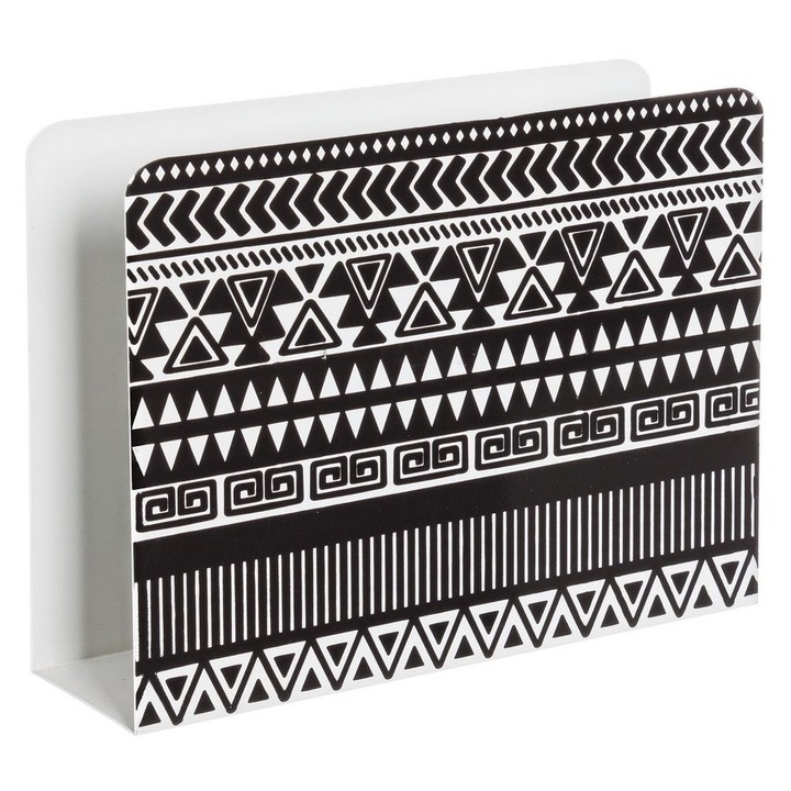 Suport reviste de podea din metal negru alb Tikal 35 cm x 10 cm x 26 h