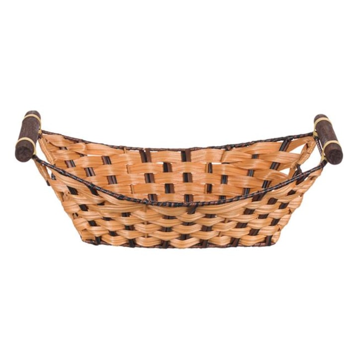 Dekoratív kosár barna fa fogantyúkkal