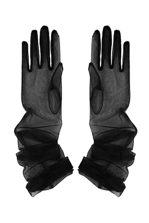 Дълги ръкавици KORSET BG 7051 от тюл, черни, XS/M