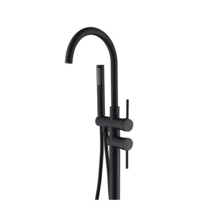 Baterie cada freestanding CLASSICA negru, baterie cu montaj pe pardoseala