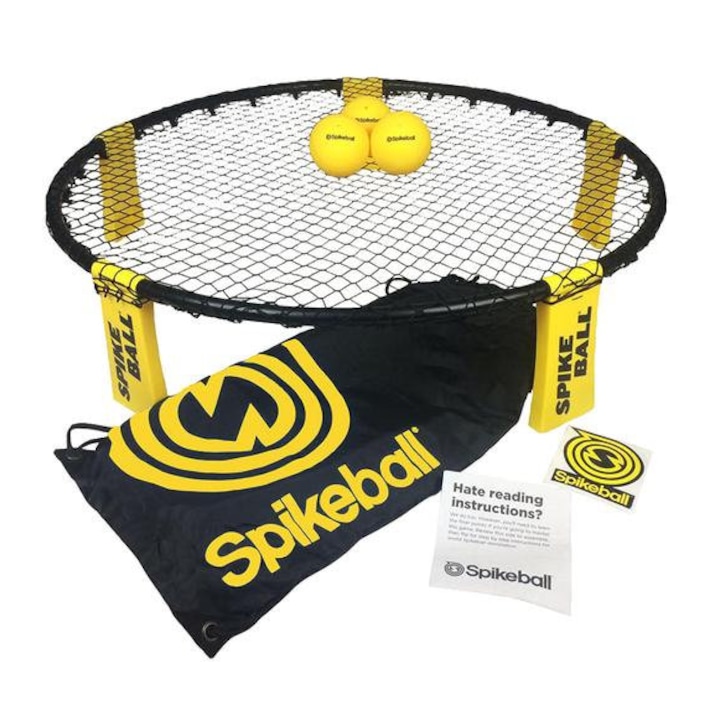 Set Spikeball Standard, fileu joc roundnet, kit complet pentru roundnet, doua echipe, pentru plaja, parcuri, sala, interior, galben/negru