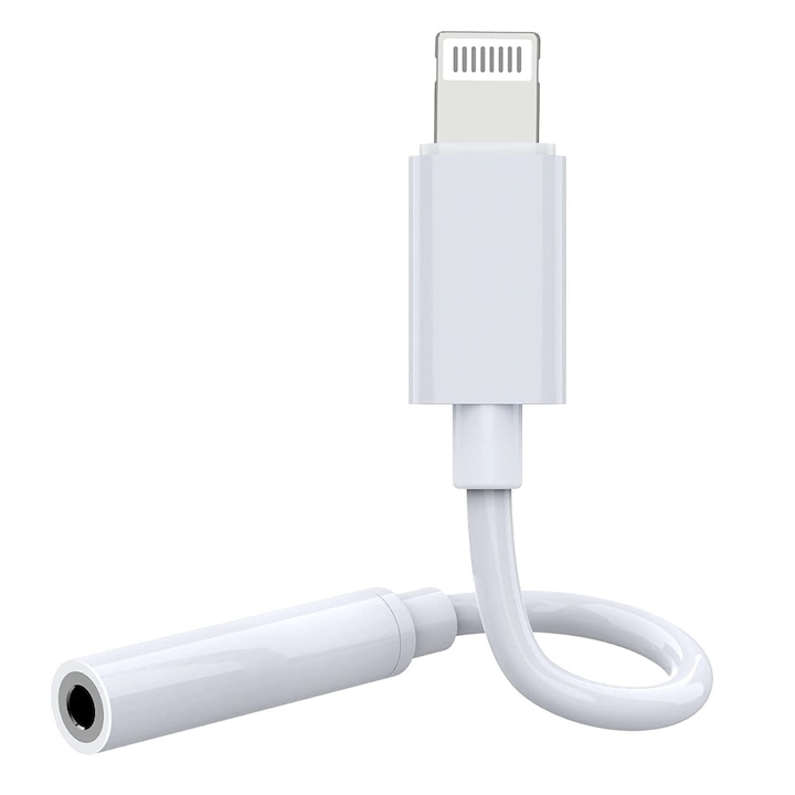 FONIX iPhone-nal kompatibilis Jack Lightning adapter fejhallgatóhoz vagy autós kiegészítőhöz, Easy Plug & Play, gumi, fehér