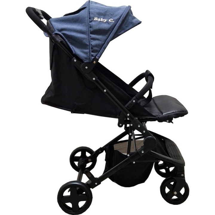 Ултракомпактна спортна количка за деца BABY CARE™ PRO S010, Трансформираща се в количка, 3-степенна регулируема облегалка, позиция за сън, сиви дънки