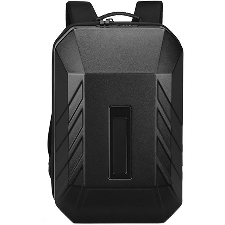 Rucsac pentru laptop, Hardshell cu ecran LED, antifurt, port USB, lacat TSA, OZUKO OZ9499LBK Negru