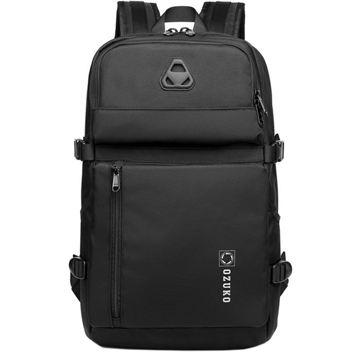 Rucsac laptop 15.6 inch, rezistent la apa, buzunar antifurt, compartimentare eficienta OZUKO, OZ9479BK, Negru