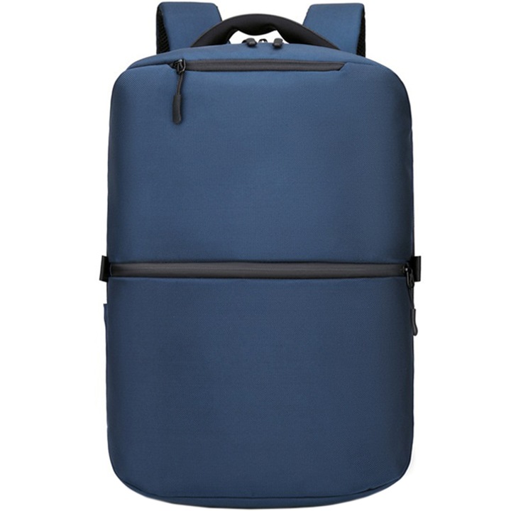 Rucsac laptop 15.6 inch, port USB, si lacat TSA, rezistent la stropi de apa, buzunar antifurt, sistem fixare pe valiza OZUKO, OZ9200NY, Albastru