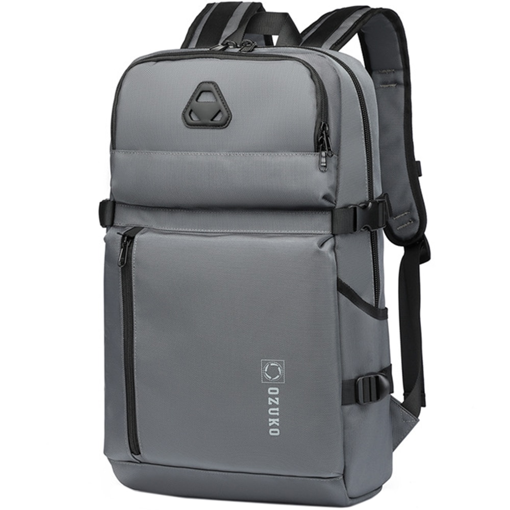Rucsac laptop 15.6 inch, rezistent la apa, buzunar antifurt, compartimentare eficienta OZUKO, OZ9479GY, Gri