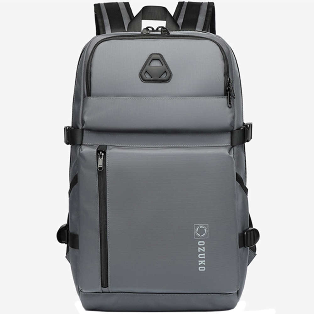 Rucsac laptop 15.6 inch, rezistent la apa, buzunar antifurt, compartimentare eficienta OZUKO, OZ9479GY, Gri