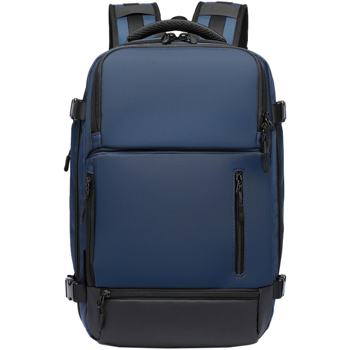 Rucsac laptop 15.6 inch, port USB, rezistent la stropi de apa, buzunar antifurt, sistem fixare pe valiza, potrivit pentru calatorii OZUKO, OZ9405SNY, Albastru