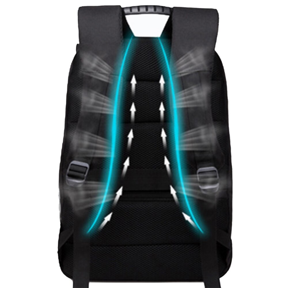 Rucsac laptop 15.6 inch, cu benzi reflectorizante si lacat TSA, rezistent la stropi de apa, potrivit pentru calatorii, OZUKO, OZ8969BK, Negru