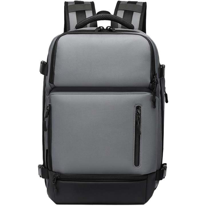 Rucsac laptop 15.6 inch, port USB, rezistent la stropi de apa, buzunar antifurt, sistem fixare pe valiza, potrivit pentru calatorii OZUKO, OZ9405SGY, Gri