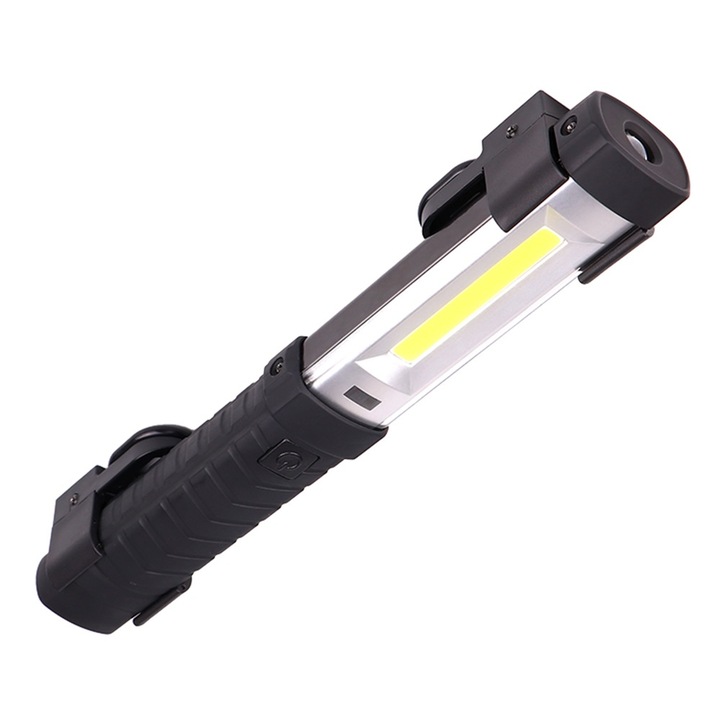 Lampa Magnetica LED, Lumina Frontala si Laterala, Agatatoare si Magneti Ajustabili, Reincarcabila USB, Indicator Baterie