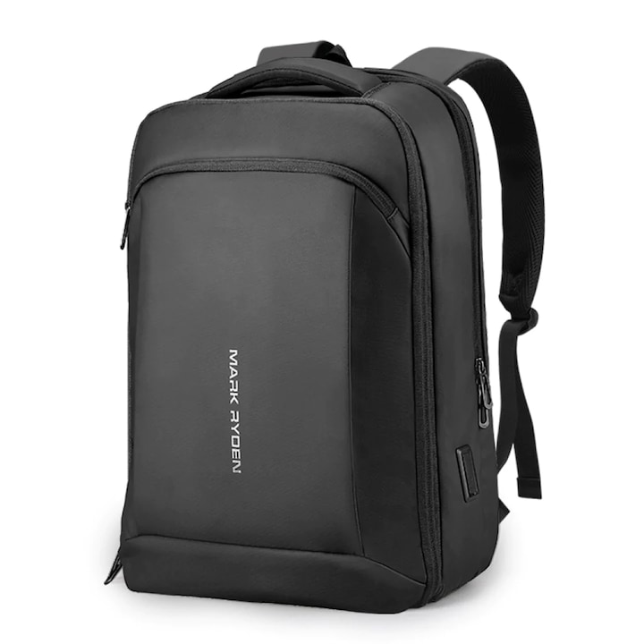 Rucsac/Ghiozdan Mark Ryden compatibil cu laptop 15.6 inch, tableta 9.7 inch, port USB si micro USB, full impermeabil, 3 modalitati de purtare, unisex, spatios, negru