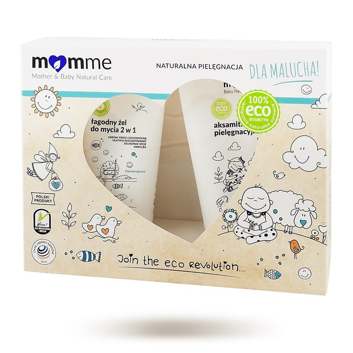 Комплект за грижа за бебето, Momme, Олио и душ гел, 100-150 мл