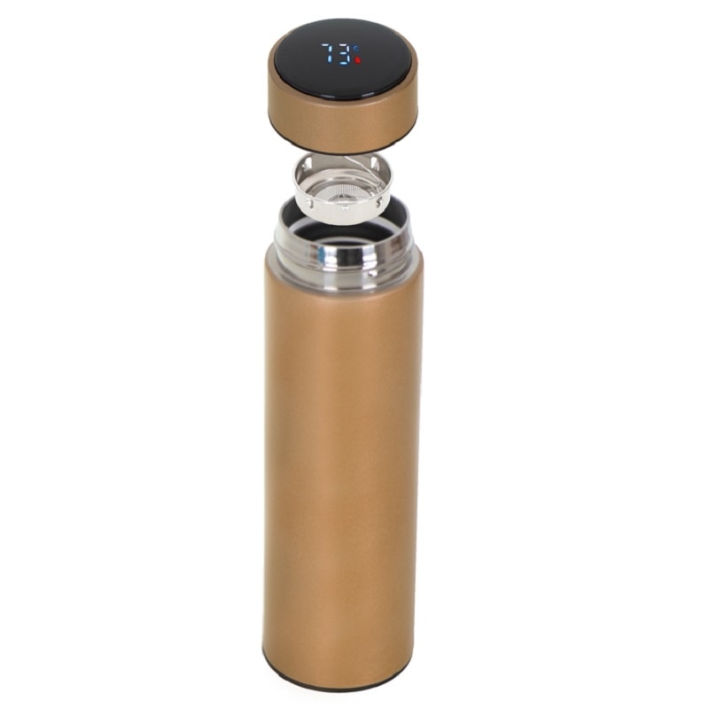 Смарт термос с LED дисплей и термометър, 500 ml, Gonga® Gold - eMAG.bg