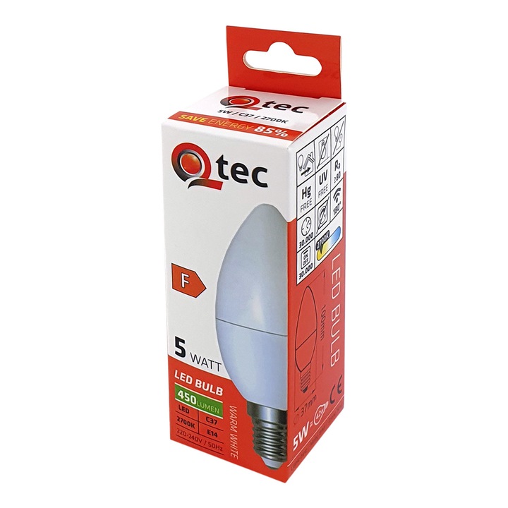 Qtec 5W E14 C35 N 2700K LED égő