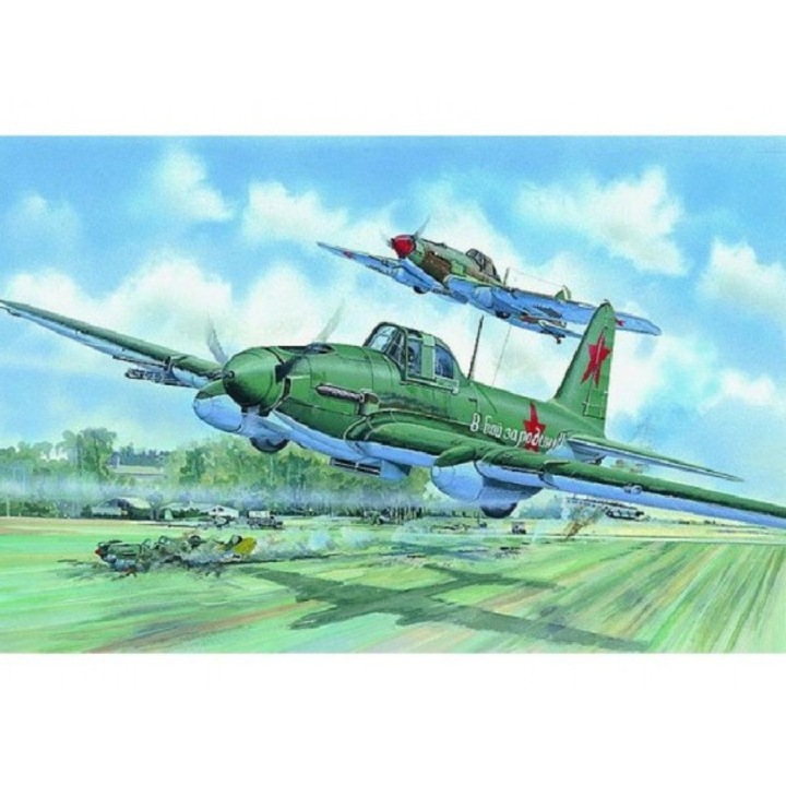 Ilyusin IL 2 model 1:72 16,1x20,3 cm in cutie 25x14,5x4,5 cm