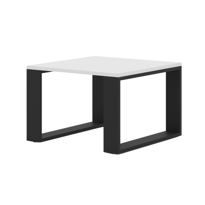 Masa de cafea, AKL Furniture Private, HDF/Plastic, 60x60x40 cm, Alb/Negru