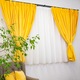 Set 5 piese Hiko, 2 draperii scurte 250Lx160H cm din catifea Galbena Comfy, cu 2 benzi de prindere si o perdea Ana voal 500Lx160H cm, cu rejansa creion de 6,5cm