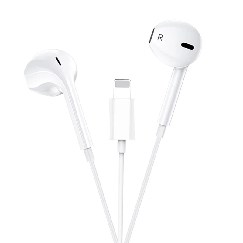 Casti cu fir OZ Blast, In-Ear, telecomanda bluetooth pentru apeluri/volum, mufa tip Light, 1 m, Albe