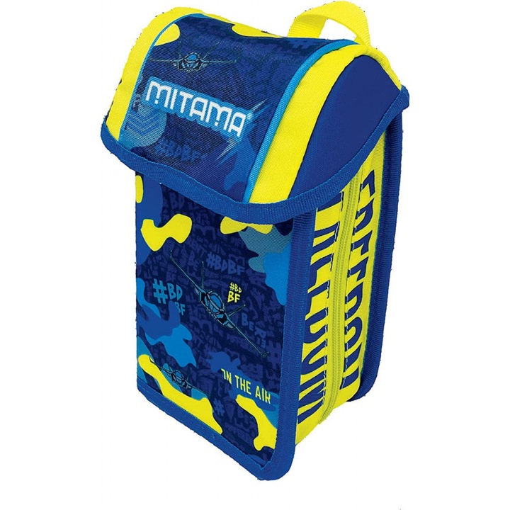 Penar Echipat Upside, Mitama, cu 1 Fermoar si 2 Extensii, 43 Piese, 23.5x14x8.5cm, Camuflaj, Albastru