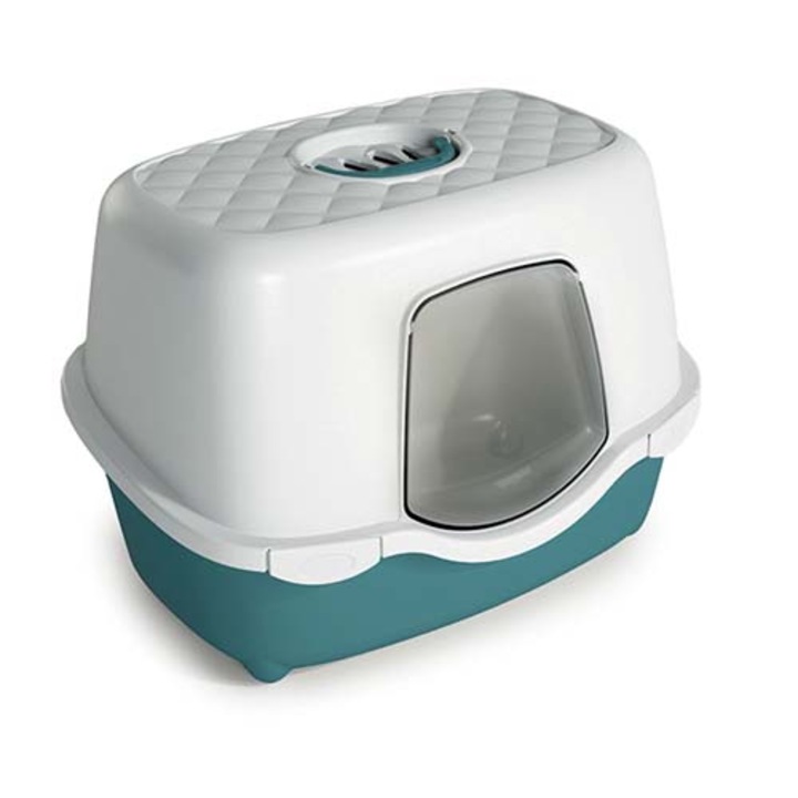 Stefanplast Chic Indoor 56x39x39cm fedett macska Wc szűrővel fehér/sötét zöld