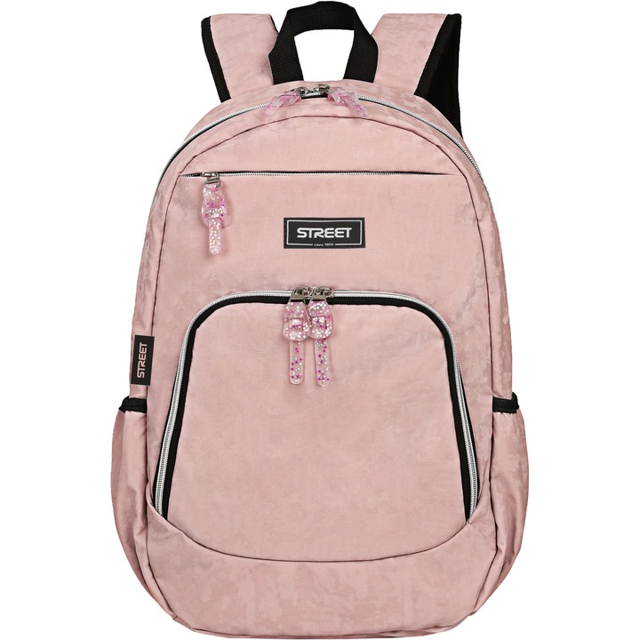 Rucsac Street Style Quart, EUROCOM, Poliester, 31x14x45 cm, Roz/Negru