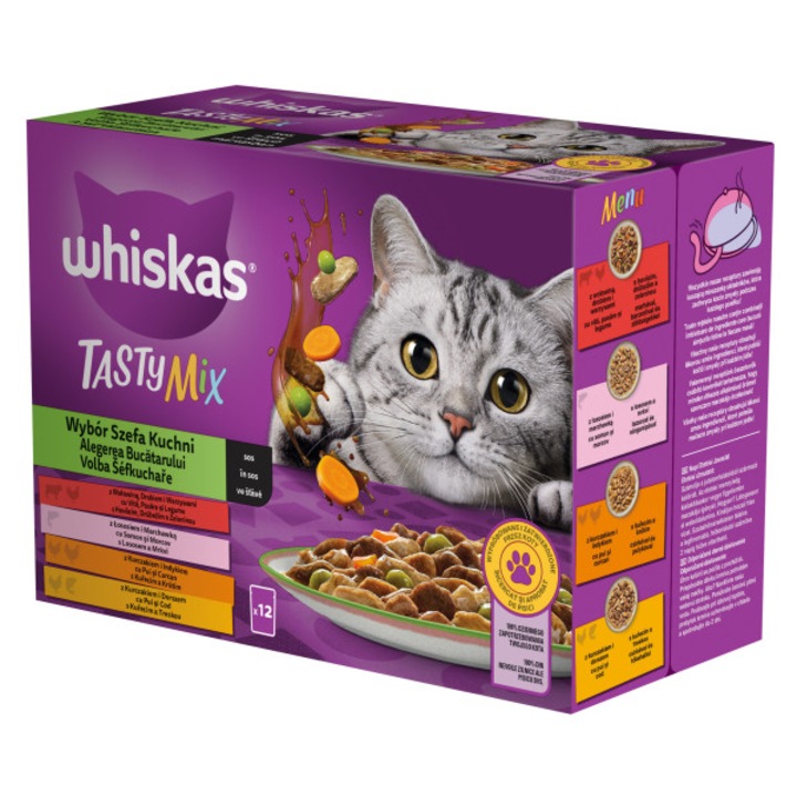 Hrana umeda pentru pisici Whiskas Tasty Mix, Chef's choice, in sos, 12 x 85g