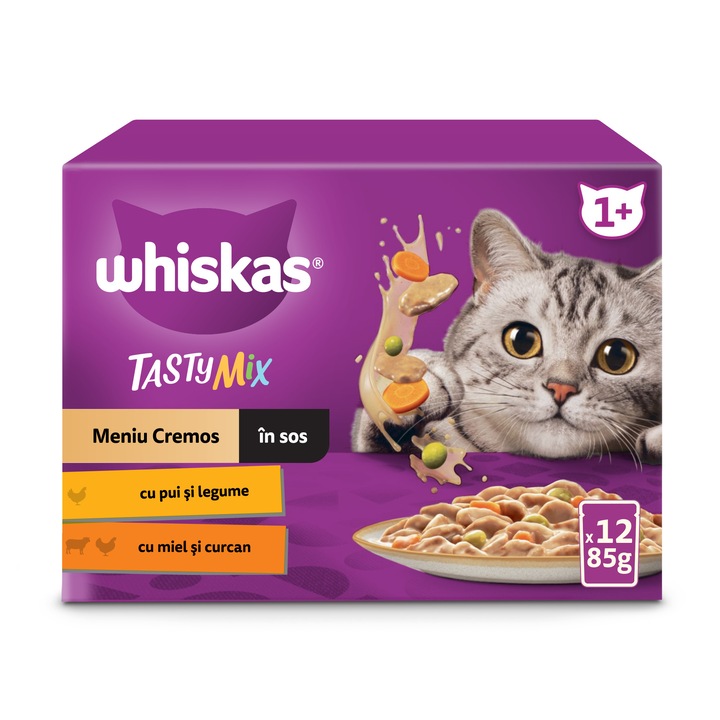 Hrana umeda pentru pisici Whiskas, Tasty Mix Creamy Creations, 12 x 85 g