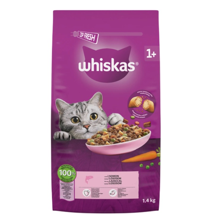 Hrana uscata pentru pisici Whiskas, Somon, 1.4 Kg