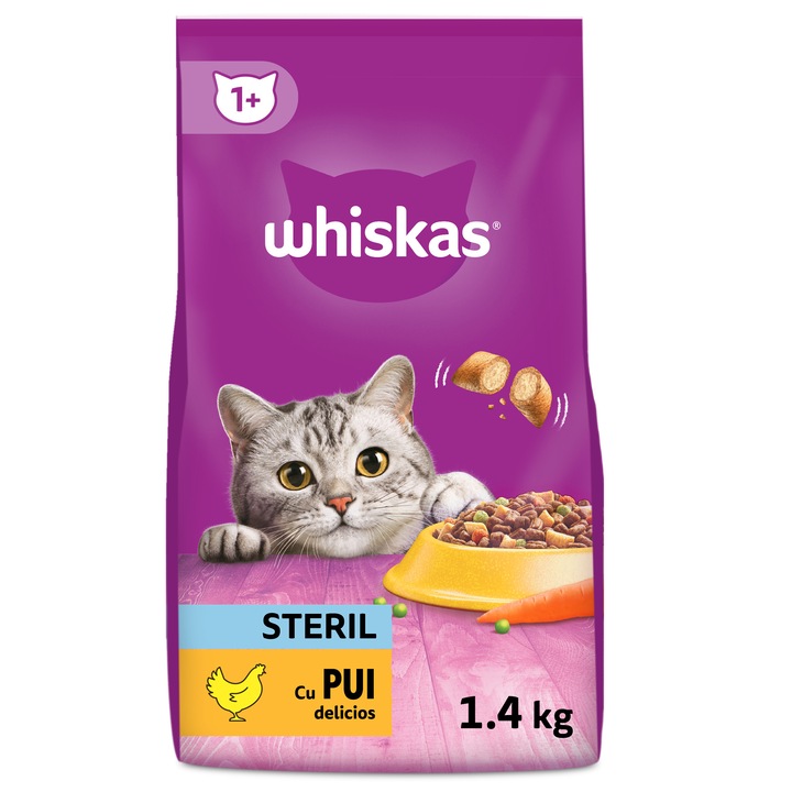 Hrana uscata pentru pisici Whiskas, Sterile, 1.4 Kg