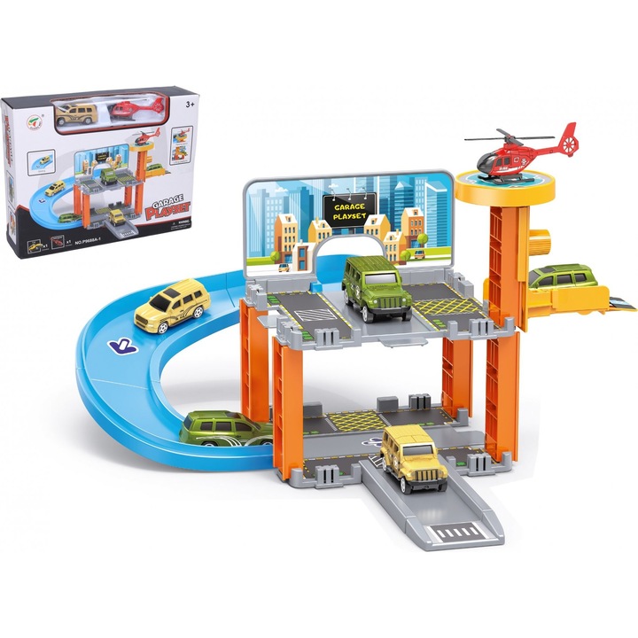 Set parcare, Puzzle, Plastic, 3 ani+, 34.5 x 39.5 x 20 cm, Multicolor