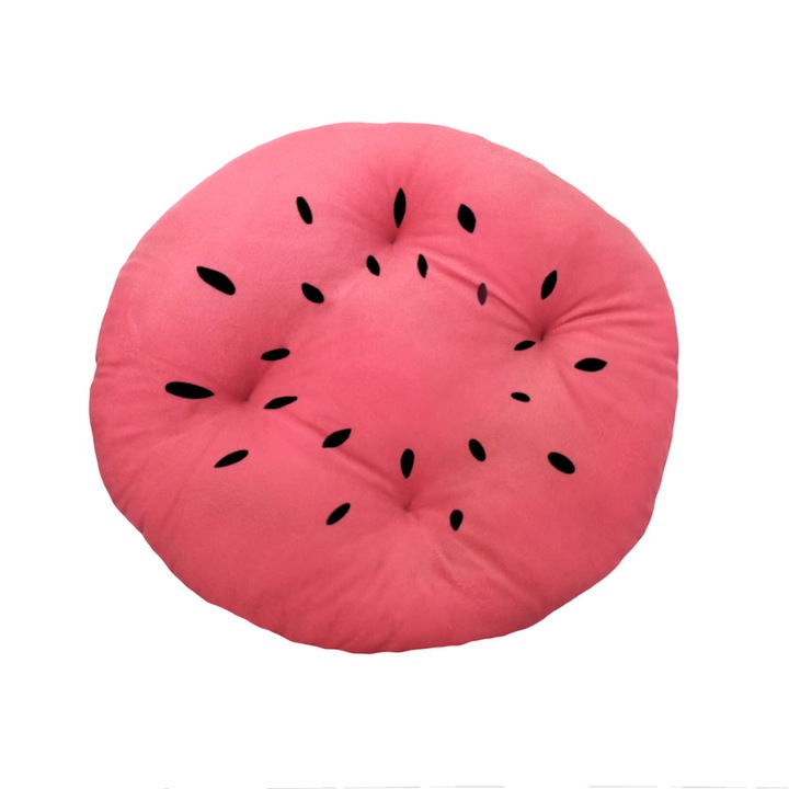 Perna decorativa pepene, Poliester, 35 cm, Roz/Verde